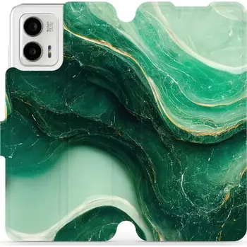 Pouzdro na mobilní telefon Flipové pouzdro Mobiwear - Motorola Moto G73 5G - VP38S Zelený mramor (Knížkové flip pouzdro, obal, kryt na mobil Motorola Moto G73 5G - VP38S Zelený mramor, materiál Umělá kůže + TPU - ochrana 360°, stojánek, silikonová vanička, magnetické zavírání)