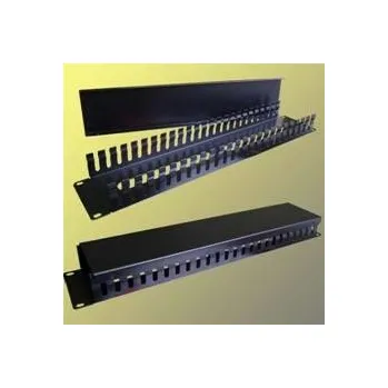 Rozvaděč OEM Vyvazovací panel 19'' 2U kov Lišta Průchozí černý 9652