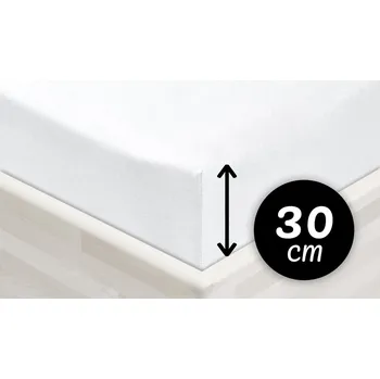 Prostěradlo Jersey napínací prostěradlo na vysokou matraci JR-031 Bílé 90 x 220 - výška 30 cm