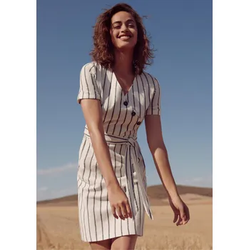 Dámské šaty s.Oliver dámské proužkované šaty se směsi se lnem bílé Velikost: 36