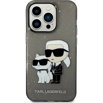 Karl Lagerfeld IML Karl and Choupette kryt se třpytkami pro iPhone 14 PRO MAX černý
