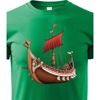 Chlapecké tričko Dětské tričko Vikingská loď, Barva Zelená, Velikost 158 cm/12 roků, Canvas Dětské tričko Bezvatriko.cz 1978