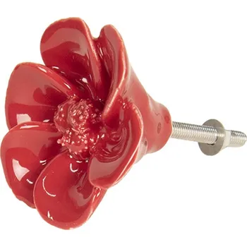 Dveřní kování Nábytková úchytka Kvetina červená – 4 cm
