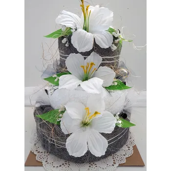 Sada ručníků a osušek Veratex Textilní dort - třípatrový šedobílý