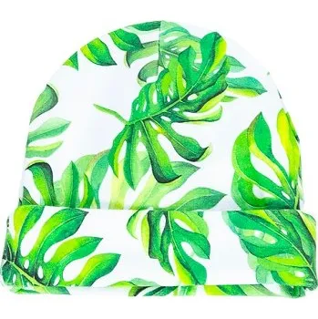 Kojenecká čepice ENIE BABY dětská čepice S OHYBEM Tropical Leaves 12-16m