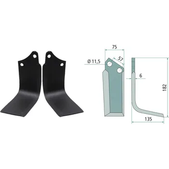 Fréza Frézovací zahnutý nůž levý pro Agrator, 57/11,5/182 mm