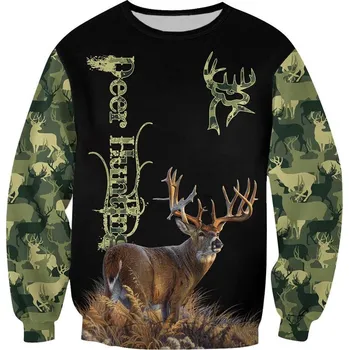 Pánská mikina Mikina s potiskem Lov jelenů 3D deer hunter Velikost: XL, Barva (Varianta): Mikina