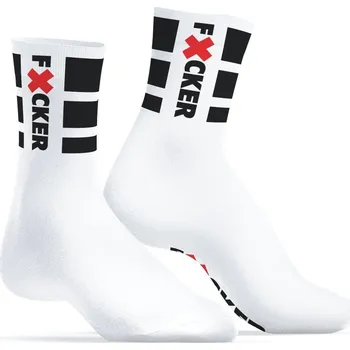 SneakXX FUCKER, bílé bavlněné ponožky