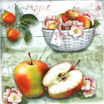 Papírový ubrousek UBR-E32, Ubrousek, 16x16 cm, MISKA S JABLKY, 1 kus