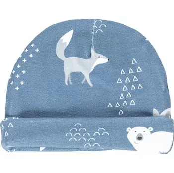 Čepice ENIE BABY dětská čepice S OHYBEM Bear and Fox 12-16m