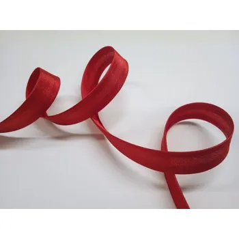 Šikmý proužek saténový červený, šíře 15mm zažehlený