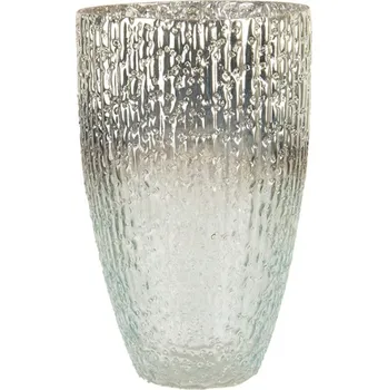 Svícen Šedo stříbrný skleněný svícen Jacinta mini – 12x20 cm