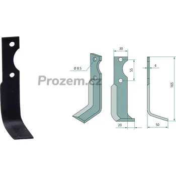 Pracovní nůž Frézovací nůž pravý pro MAB, 55/8,5/165 mm