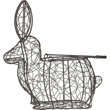 Hnědý dekorační drátěný košík ve tvaru králíka – 26x15x28 cm