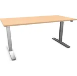 Kancelářský stůl 1600x800 mm, elektricky přestavitelná výška 710-1210 mm, deska javor / podstava šedá