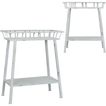 Konferenční stolek Šedý kovový odkládací stolek – 59x31x73 cm + doprava zdarma