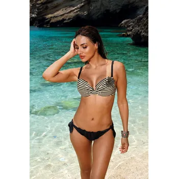 Dámské plavky Dvoudílné plavky Etna K-80 béžovočerné Velikost kalhotek: 42 (XL), Obvod pod prsy: 85 cm (vel. 42), Košíček: D