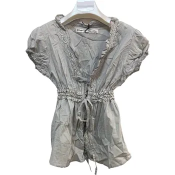 Dámská halenka Cars Dámská halenka s krajkou a zavazování - šedá Velikosti XS-XXL: S Nové zboží