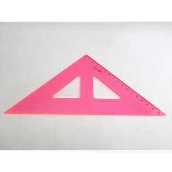 Pravítko, trojúhelník 45-177 s kolmicí, růžové
