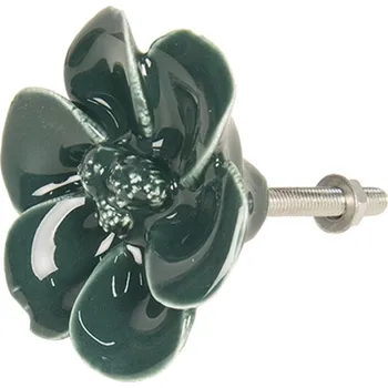 Dveřní kování Nábytková úchytka Květina tmavě zelená