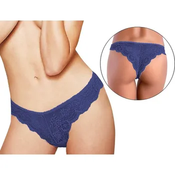 Dámské spodní prádlo Jadea - Krajkové brazilky 1628 - modrá - blu notte/S