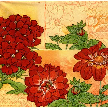 Papírový ubrousek UBR-E31, Ubrousek, 16x16 cm, ČERVENÉ KVĚTINY, 1 kus