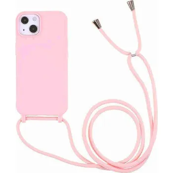 Pouzdro na mobilní telefon Gumový ochranný kryt se šňůrkou na krk pro Samsung Galaxy S22 Ultra 5G - světle růžový