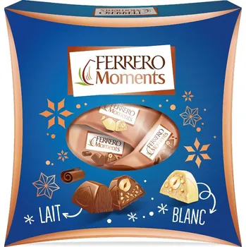 Bonboniéra Bonboniéra MOMENTS 186 g - mléčné & bílé & hořké s celým oříškem - v krabičce - VÝPRODEJ !!! DMT: 3/2022 (limitovaná zimní edice / 20 ks s celými oříškem / mix čokolád)
