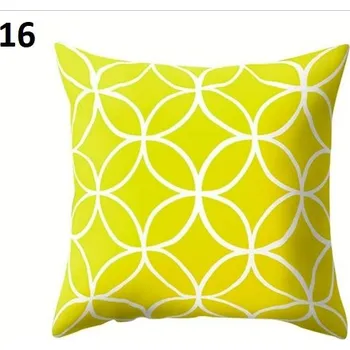 Dekorativní polštářek Potah na polštář - geometrické tvary, kontrast žlutá-bílá-černá Motiv: 16