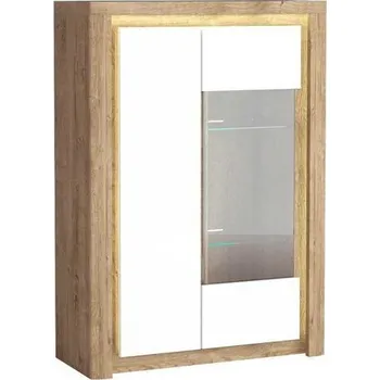 Obývací stěna Vitrína, 100 LIVINIO L-5 dub ribbeck/bílý lesk