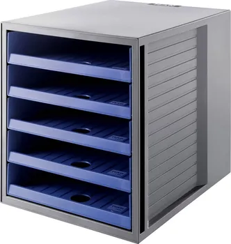HAN Box na šanony se zásuvkami šedý/modrý