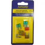 Sada AUTO mini pojistek, nožová mini pojistka s kontrolní diodou 7ks