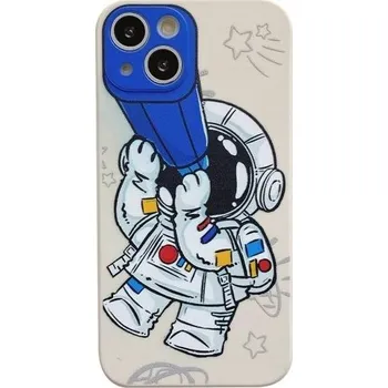 Pouzdro na mobilní telefon Kryt z měkkého plastu astronaut s dalekohledem pro iPhone 13 Pro - béžový