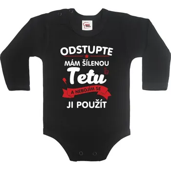 Kojenecký body Dětské body Mám šílenou tetu, Barva Černá, Velikost 56 / 0-3m, Canvas Dětské body Bezvatriko.cz 0335