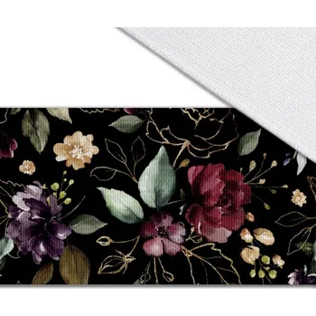 Guma s potiskem 4 cm zlaté květiny černé