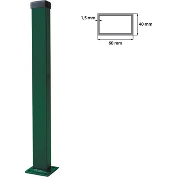 Plotový sloupek Sloupek 60x40mm s patkou ZnPVC 2000mm zelená