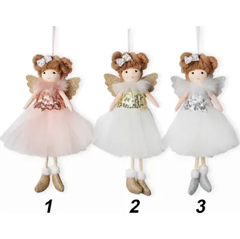 Vánoční dekorace Andělka závěs textil 22cm mix (534481)