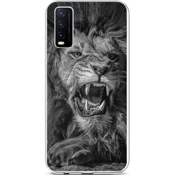 Pouzdro na mobilní telefon Kryt Vivo Y20s silikon Černobílý lev (obal neboli pouzdro na Vivo Y20s)
