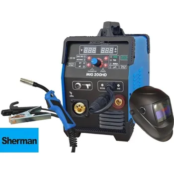 Svářečka Sherman MIG 200 HD + Kabely + Hořák 3m + Kukla