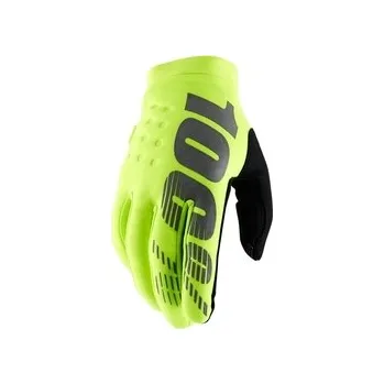 Moto rukavice Mx Rukavice 100% Brisker Glove Fluo Yellow, Velikost L