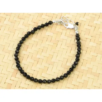 Náramek Náramek turmalín brus kuličky 3mm Ag 925/1000 zapínání