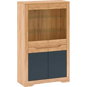 Obývací stěna Vitrína C, dub craft zlatý/grafit šedá, FIDEL