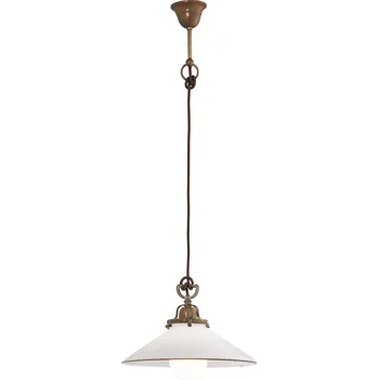 Il Fanale 081.10.OV Country, rustikální závěsné svítidlo z mosazi a benátského skla, 1x15W LED E27, prům. 34cm