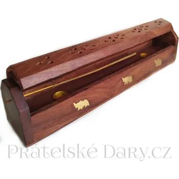 Čajovna Skříňka na vonné tyčinky Slon / Dřevo 30cm