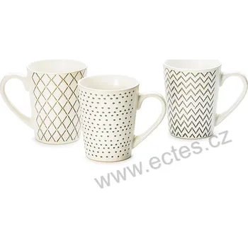 ChaCult ANNIK bílý keramický hrnek s geometrickými vzory: čárky a puntíky | 3-MIX 250ml