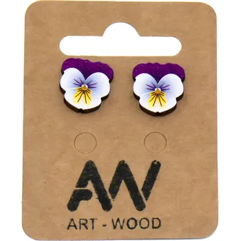 Náušnice art-wood.cz Náušnice - Macešky bílo-fialové