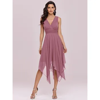 Dámské šaty Ever Pretty Růžové šaty do tanečních s cípy 3142 Velikost: 4XL / 48 / 16 / 20