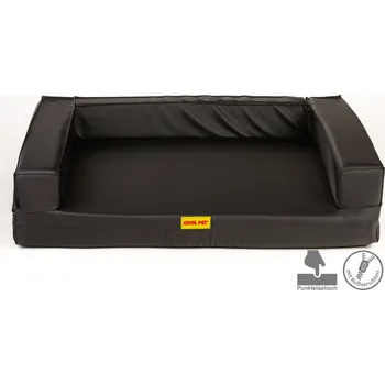 Pelíšek pro psa Ortopedický pelíšek, 5 velikostí s polstrovanými okraji 10cm vysoká paměťová pěna, černá eko kůže, gauč Pelíšek s polstrovaným okrajem: 70x52cm, vnitřní velikost 50x42cm