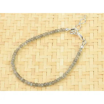 Náramek Labradorit náramek brus kuličky 3mm Ag 925/1000