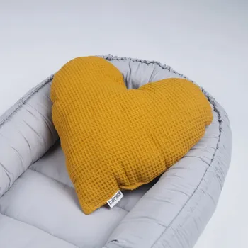 Dekorativní polštářek Tulimese Polštářek srdce vaflové hořčicové